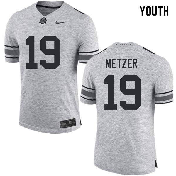 Ohio State Buckeyes #19 Jake Metzer Youth Stitch Jersey Gray